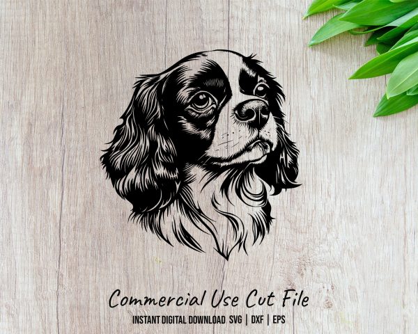 Intricate Detailed Spaniel Dog Head SVG Design Element