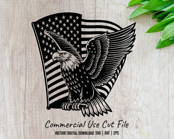 Patriotic Eagle and Flag SVG Design For Laser & Cutting Machines