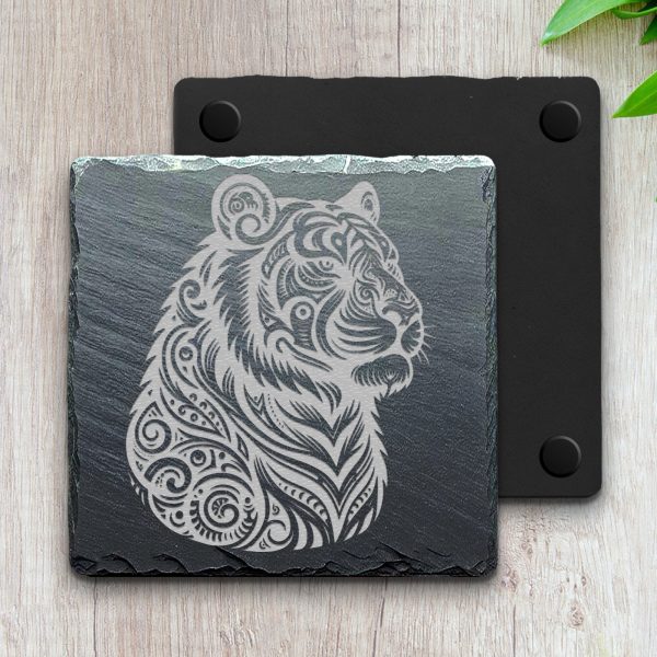 Majestic Tiger Head with Swirls Laser SVG Design Element - Image 4