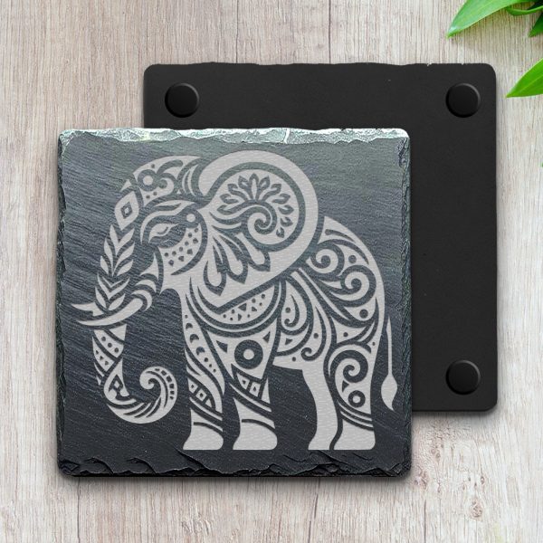 Elephant with Floral Patterns Laser SVG Design Element - Image 4