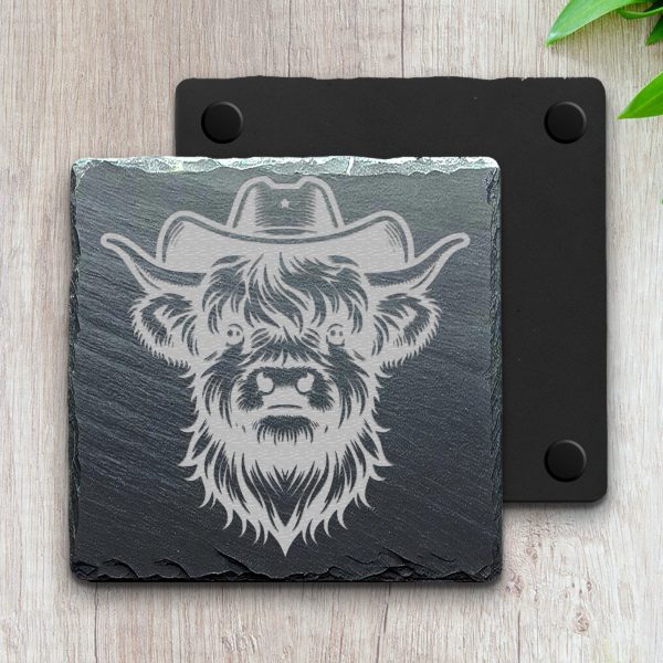 Highland Cow with Cowboy Hat Laser SVG Design Element - Image 4