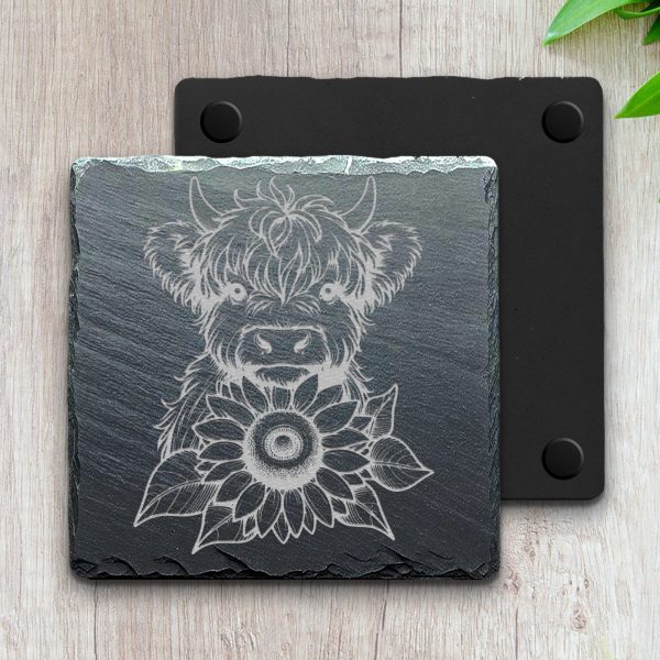 Highland Cow Holding Sunflower Laser SVG Design Element - Image 4