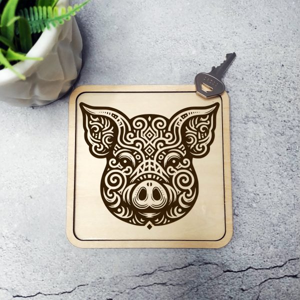 Ornamental Pig Head Artwork Laser SVG Design Element - Image 2