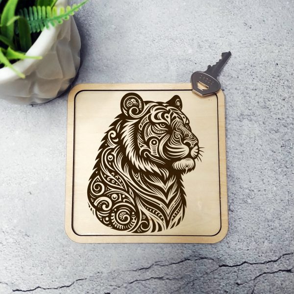 Majestic Tiger Head with Swirls Laser SVG Design Element - Image 2