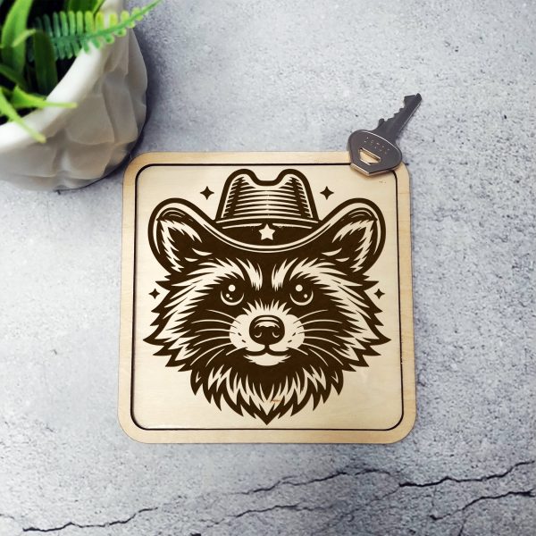 Raccoon Cowboy Hat Digital Art Laser SVG Design Element - Image 2