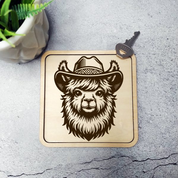 Cowboy Hat Alpaca Portrait Laser SVG Design Element - Image 2