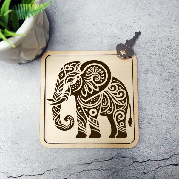 Elephant with Floral Patterns Laser SVG Design Element - Image 2