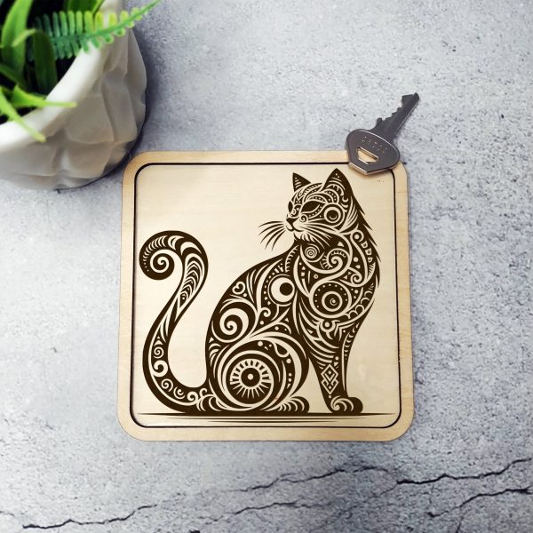 Majestic Cat with Tribal Patterns Laser SVG Design Element - Image 2