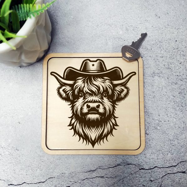 Highland Cow with Cowboy Hat Laser SVG Design Element - Image 2