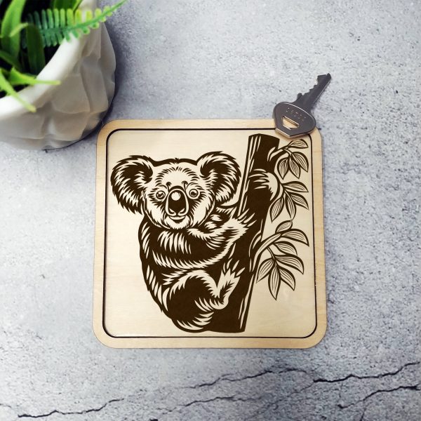 Cute Koala Climbing Tree Detailed Black SVG Design Element - Image 6