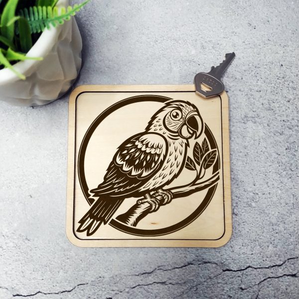 Parrot on Branch Circular Frame SVG Design Element - Image 6