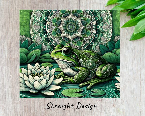 Intricate Frog and Lotus Design 20oz Skinny Tumbler Sublimation Wrap PNG - Image 3