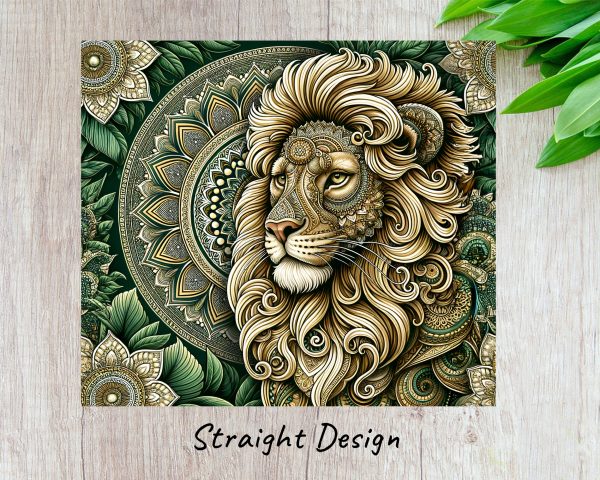 Detailed Lion and Mandala Design for 20oz Skinny Tumbler Sublimation Wrap PNG - Image 3