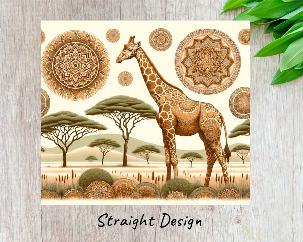 Beautiful Giraffe with Mandalas 20oz Skinny Tumbler Sublimation Wrap PNG - Image 3