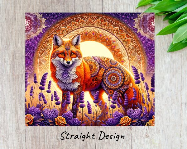 Beautiful Boho Fox Mandala 20oz Skinny Tumbler Sublimation Wrap PNG - Image 3