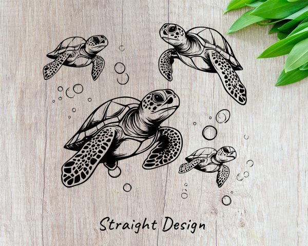 Sea Turtles and Bubbles 20oz Skinny Tumbler Laser SVG Design - Image 2