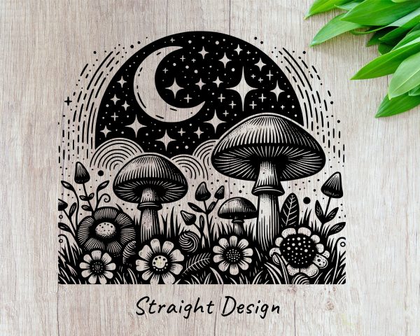 Celestial Night Mushrooms and Flowers Skinny Tumbler Laser SVG File - Image 2