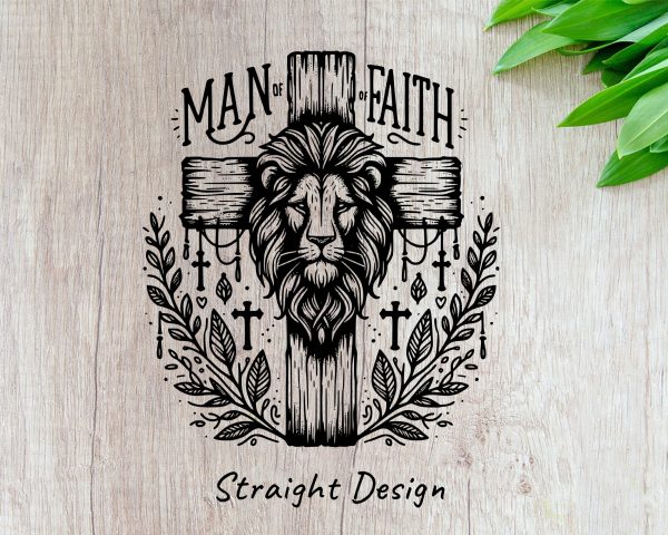 Man of Faith Lion Cross 20oz Skinny Tumbler Laser SVG Design - Image 2