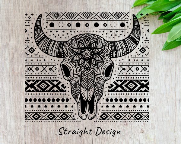 Tribal Bull Skull Design 20oz Skinny Tumbler Laser Engraved SVG Design - Image 2