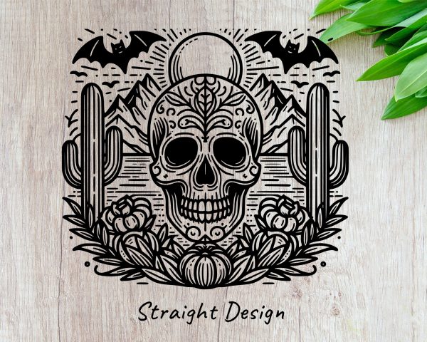 Western Skull Desert Design 20oz Skinny Tumbler Laser Engraving Design SVG - Image 2