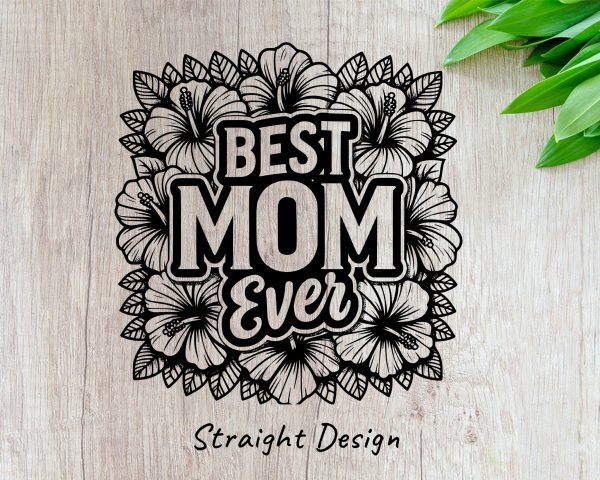 Best Mom Ever Hibiscus Floral 20oz Skinny Tumbler Laser Engraving Design SVG - Image 2