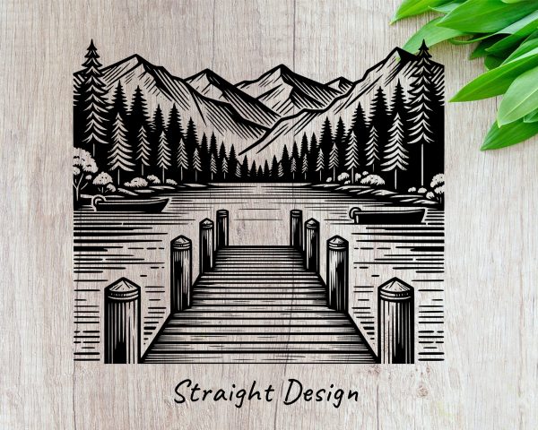 Scenic Lake and Mountain Pier 20oz Skinny Tumbler Laser Engraving Design SVG - Image 2