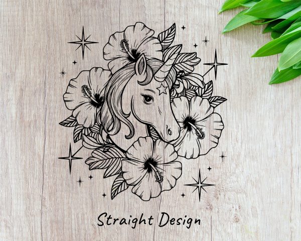 Magical Unicorn and Hibiscus Floral 20oz Skinny Tumbler Laser Engraving Design SVG - Image 2