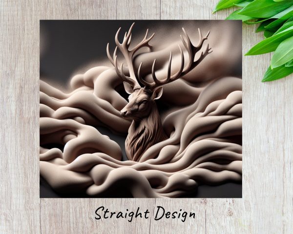 Majestic Deer in Abstract Smoke 20oz Skinny Tumbler Wrap Sublimation PNG - Image 3