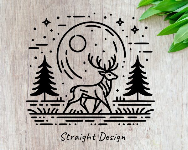 Majestic Deer and Moon 20oz Skinny Tumbler Laser Engraved Design SVG - Image 2