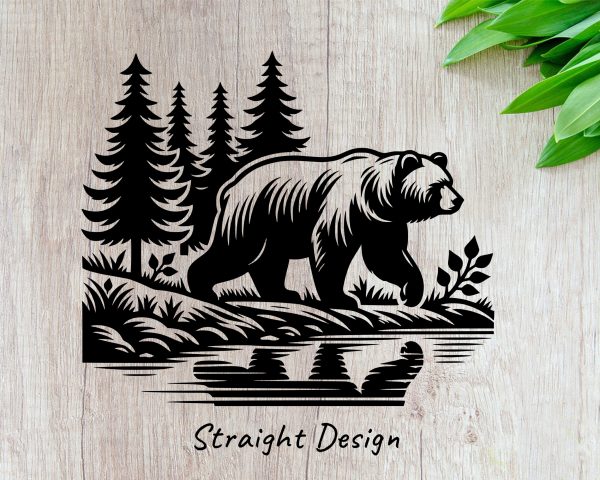 Bear Woodland Forest Scene 20oz Skinny Tumbler Laser Engraved Design SVG - Image 2