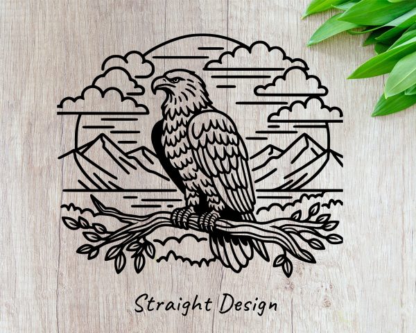 Majestic Eagle on Mountain 20oz Skinny Tumbler Laser Engraved Design SVG - Image 2