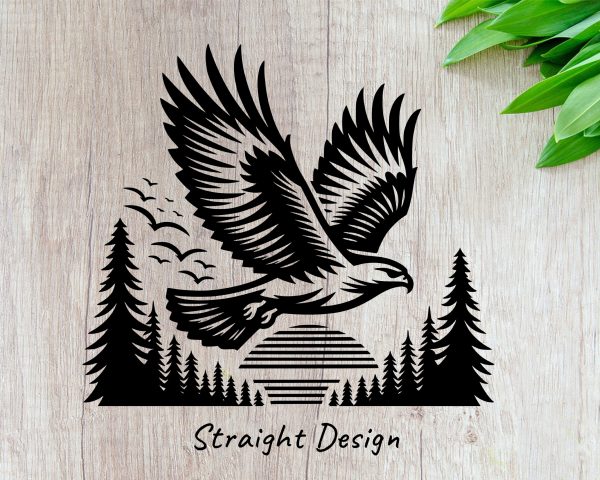 Majestic Eagle Soaring Over Forest Sun 20oz Skinny Tumbler Laser Engraved Design SVG - Image 2