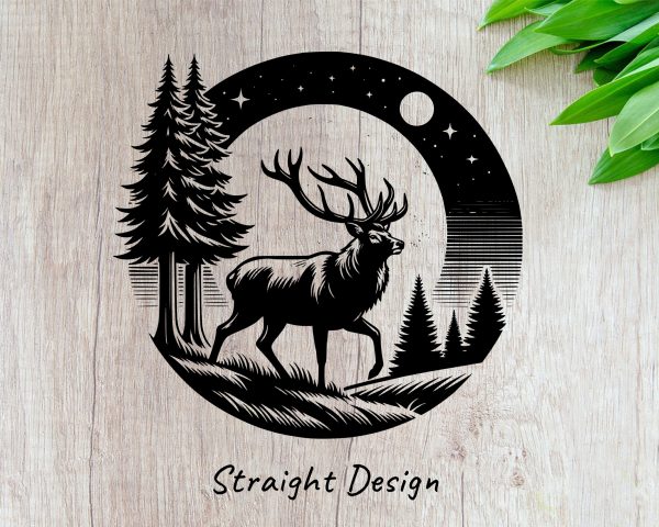 Majestic Deer in Moonlit Forest 20oz Skinny Tumbler Laser Engraved Design SVG - Image 2