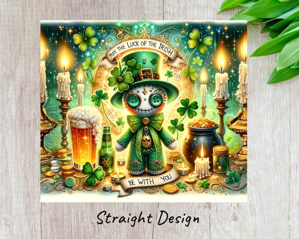 May The Luck Of The Irish Leprechaun Theme 20oz Skinny Sublimation Tumbler Wrap - Image 3