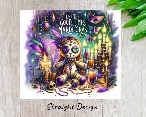 Let The Good Times Roll Mardi Gras 20oz Skinny Sublimation Tumbler Wrap - Image 3