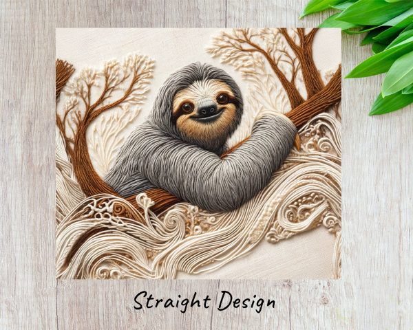 Cute Sloth with Trees on 20oz Skinny Tumbler Sublimation Wrap - Image 3