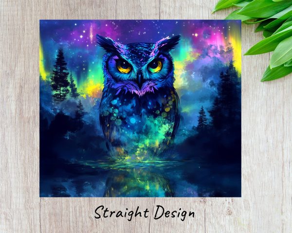 Mystical Owl Northern Lights Art 20oz Sublimation Tumbler Wrap - Image 3