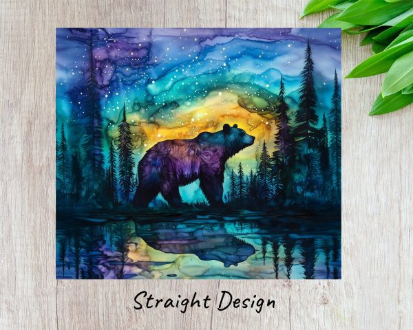 Night Sky Bear Forest Scene 20oz Sublimation Tumbler Wrap - Image 3