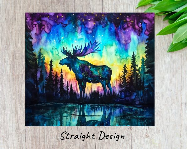 Majestic Moose Northern Lights Art 20oz Sublimation Tumbler Wrap - Image 3