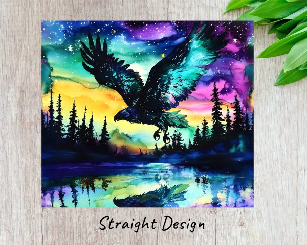 Majestic Night Sky with Flying Eagle 20oz Sublimation Tumbler Wrap - Image 3