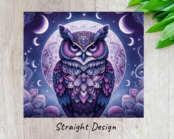 Intricate Mystical Owl and Dreamy Moon Phases 20oz Skinny Tumbler Sublimation Wrap PNG - Image 3