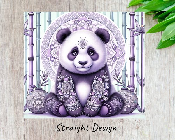 Adorable Panda with Intricate Mandala Design 20oz Skinny Tumbler Sublimation Wrap PNG - Image 3