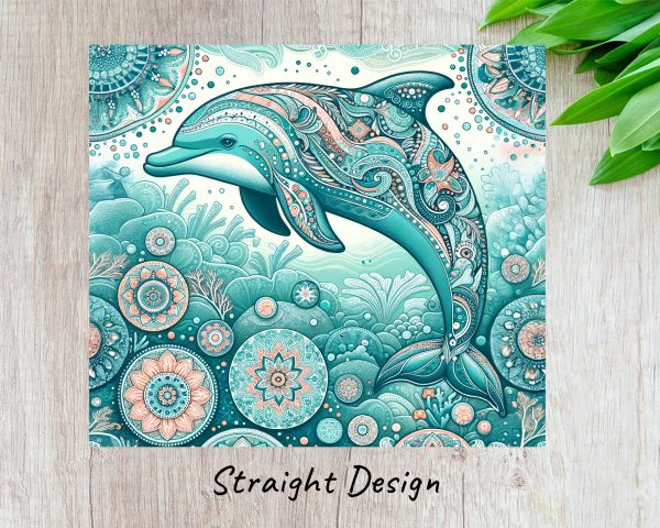 Intricate Dolphin and Mandala Ocean Art 20oz Skinny Tumbler Sublimation Wrap PNG - Image 3