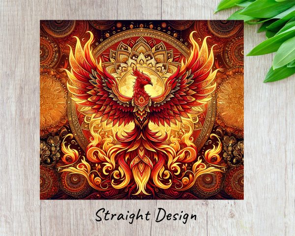 Fiery Phoenix Mythical Art 20oz Skinny Tumbler Sublimation Wrap PNG - Image 3