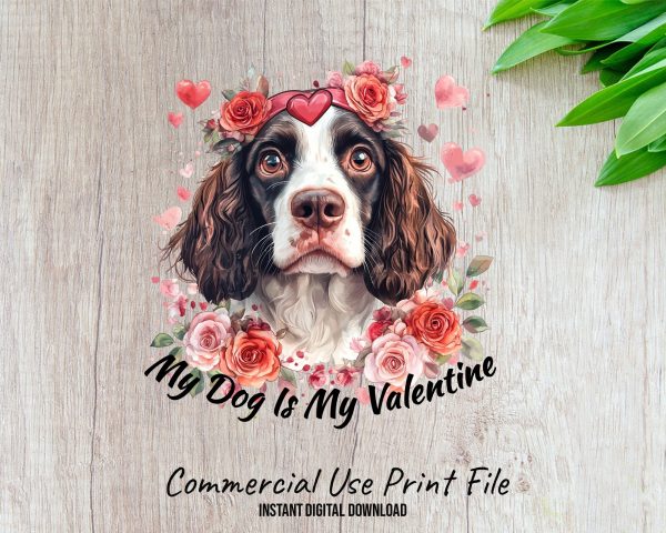 Adorable Valentine Dog with Floral Heart Sublimation Design PNG - Image 2