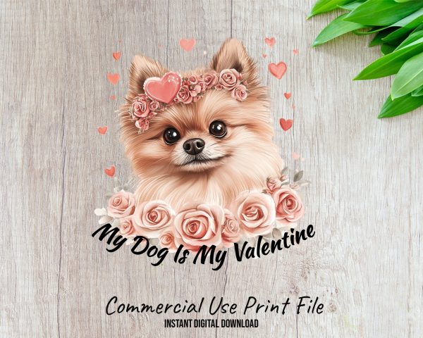 Cute Dog with Roses Valentine's Day Sublimation Design PNG - Image 2