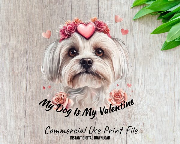 My Dog Is My Valentine Sublimation Design PNG - Image 2