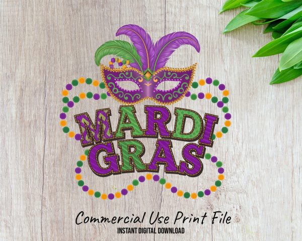 Colorful Mardi Gras Mask with Beaded Design 300 DPI Transparent PNG