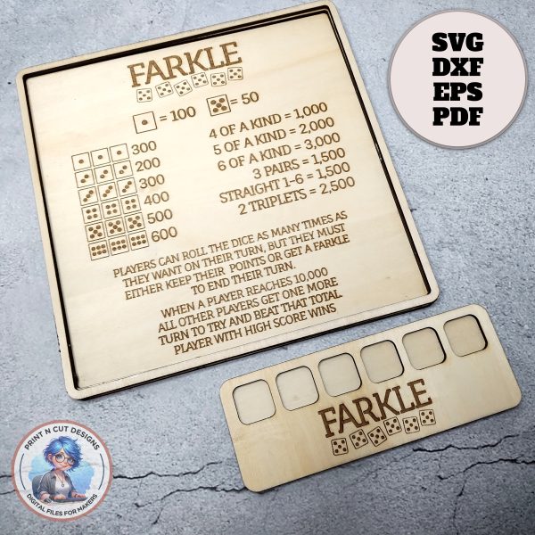 Farkle Board Game Laser Cut File SVG