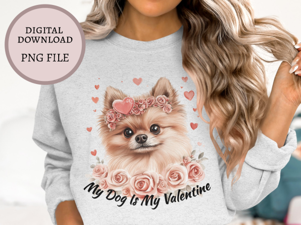 Cute Dog with Roses Valentine's Day Sublimation Design PNG